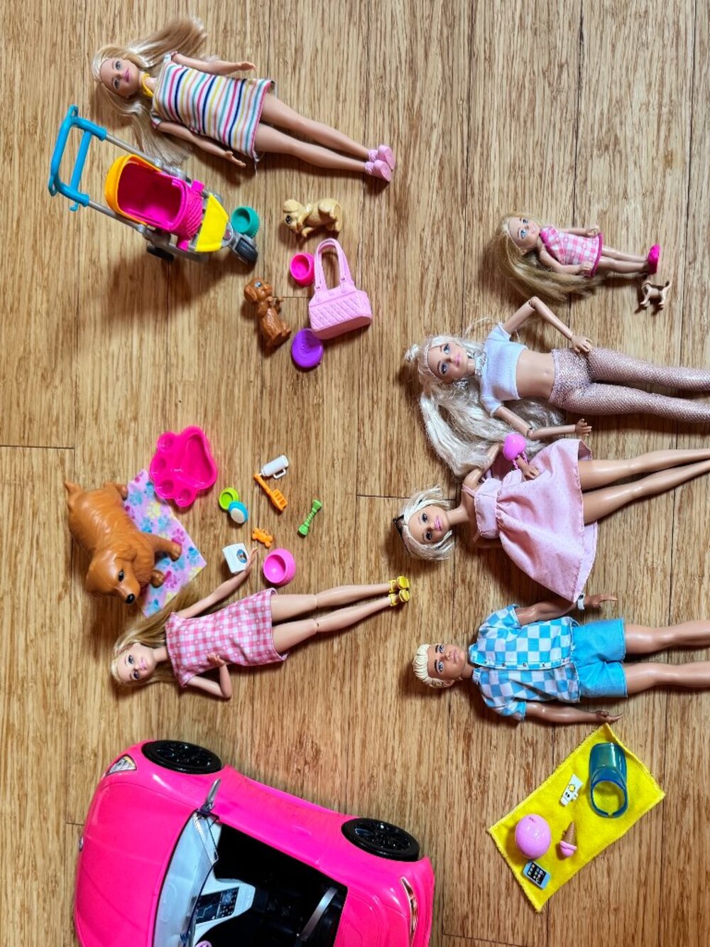Barbie Sets Lot! Convertible Car, Stroll & Play Pet Dogs, Beach Ken, Chelsea
